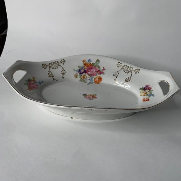 ROYAL BAVARIA MADE IN GERMANY LARGE TWO HANDLE PORCELAIN BOWL  DISH 12" BY 8" - Picture 2 of 11